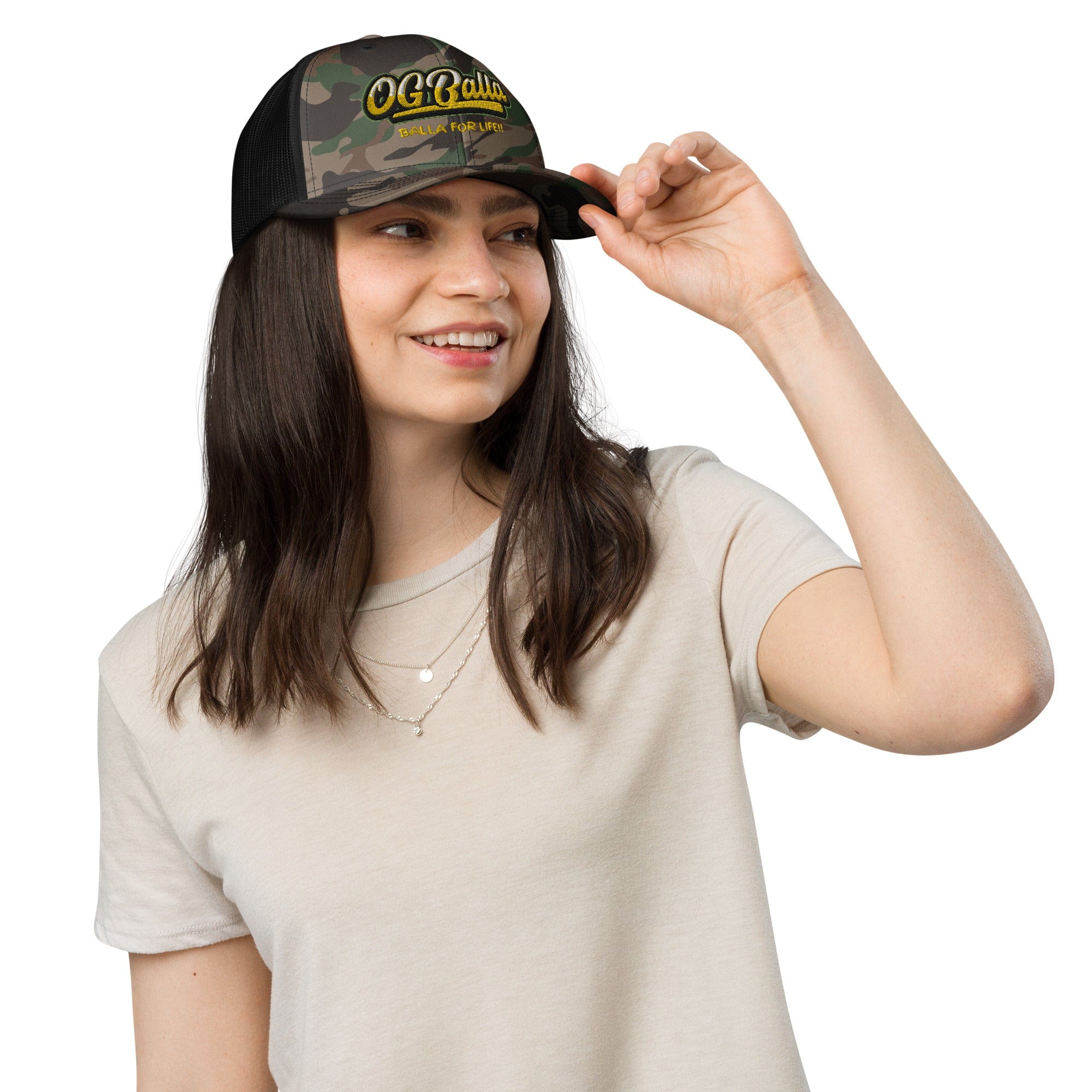 OGBALLA "Balla For Life" Camouflage trucker hat - OGBALLA.com