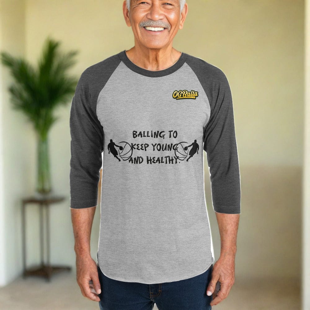 OGBALLA "Balling To Keep Young" 3/4 sleeve raglan shirt