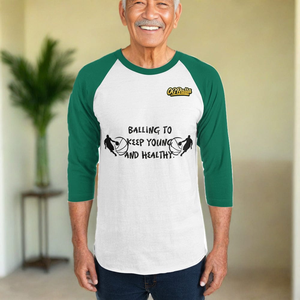 OGBALLA "Balling To Keep Young" 3/4 sleeve raglan shirt