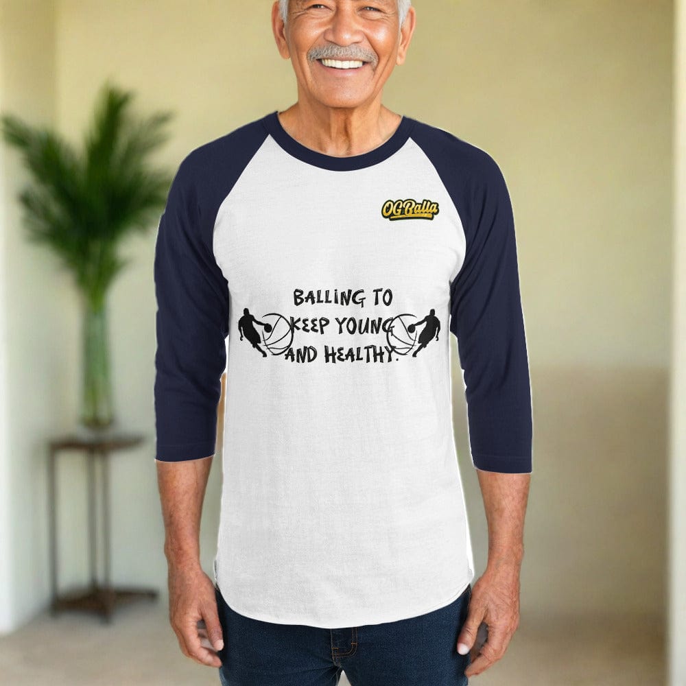 OGBALLA "Balling To Keep Young" 3/4 sleeve raglan shirt