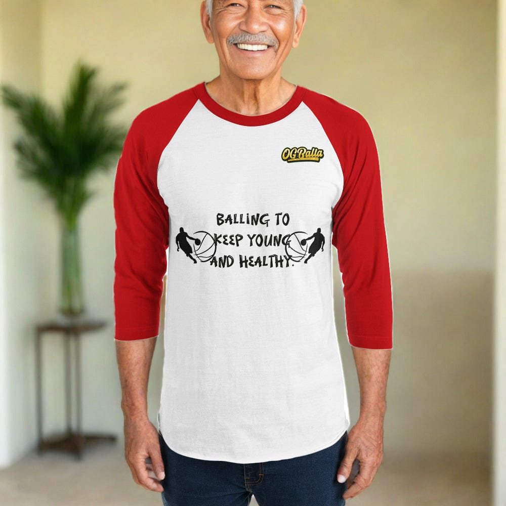 OGBALLA "Balling To Keep Young" 3/4 sleeve raglan shirt
