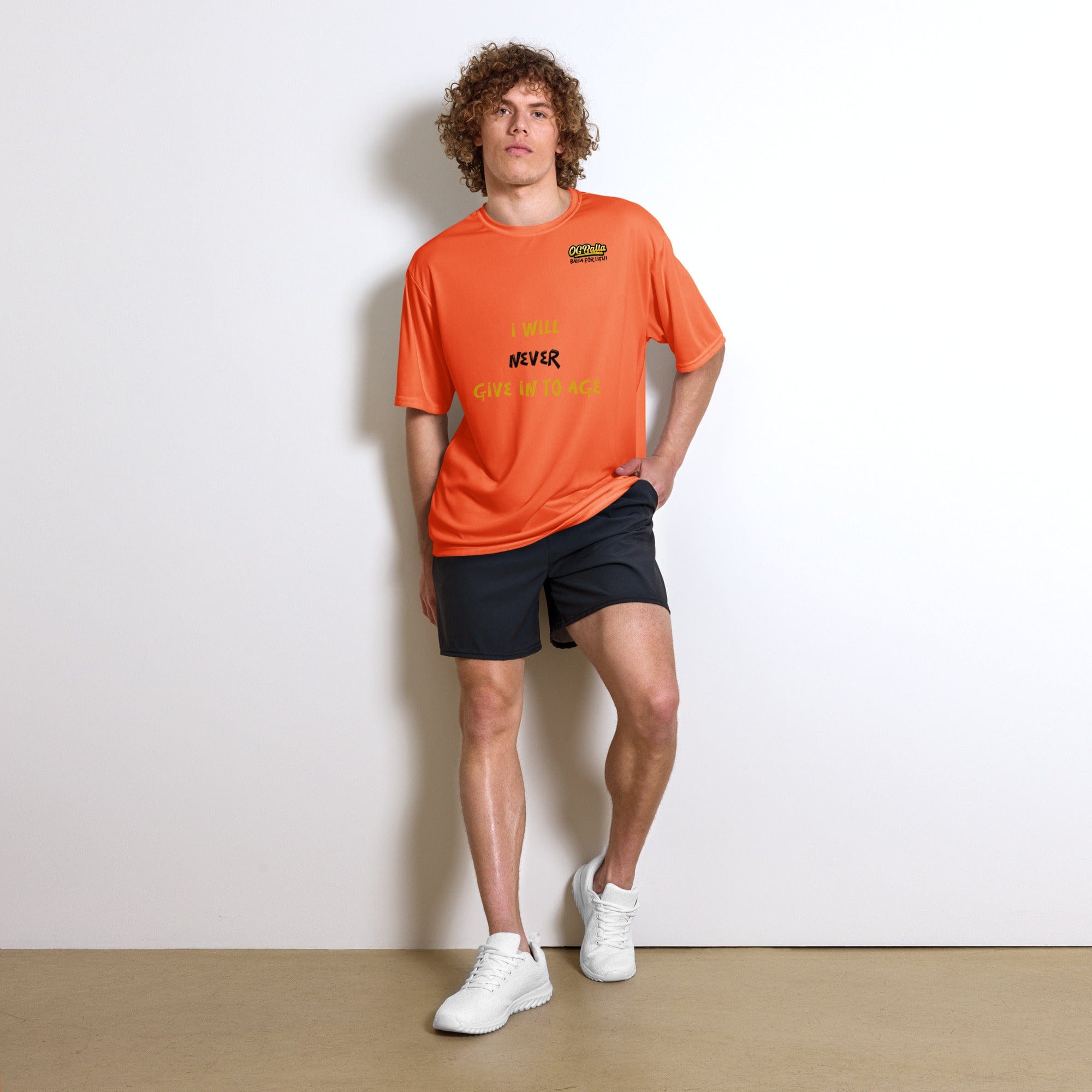 OGBALLA "I Will Never Give In To Age" Unisex performance crew neck t-shirt