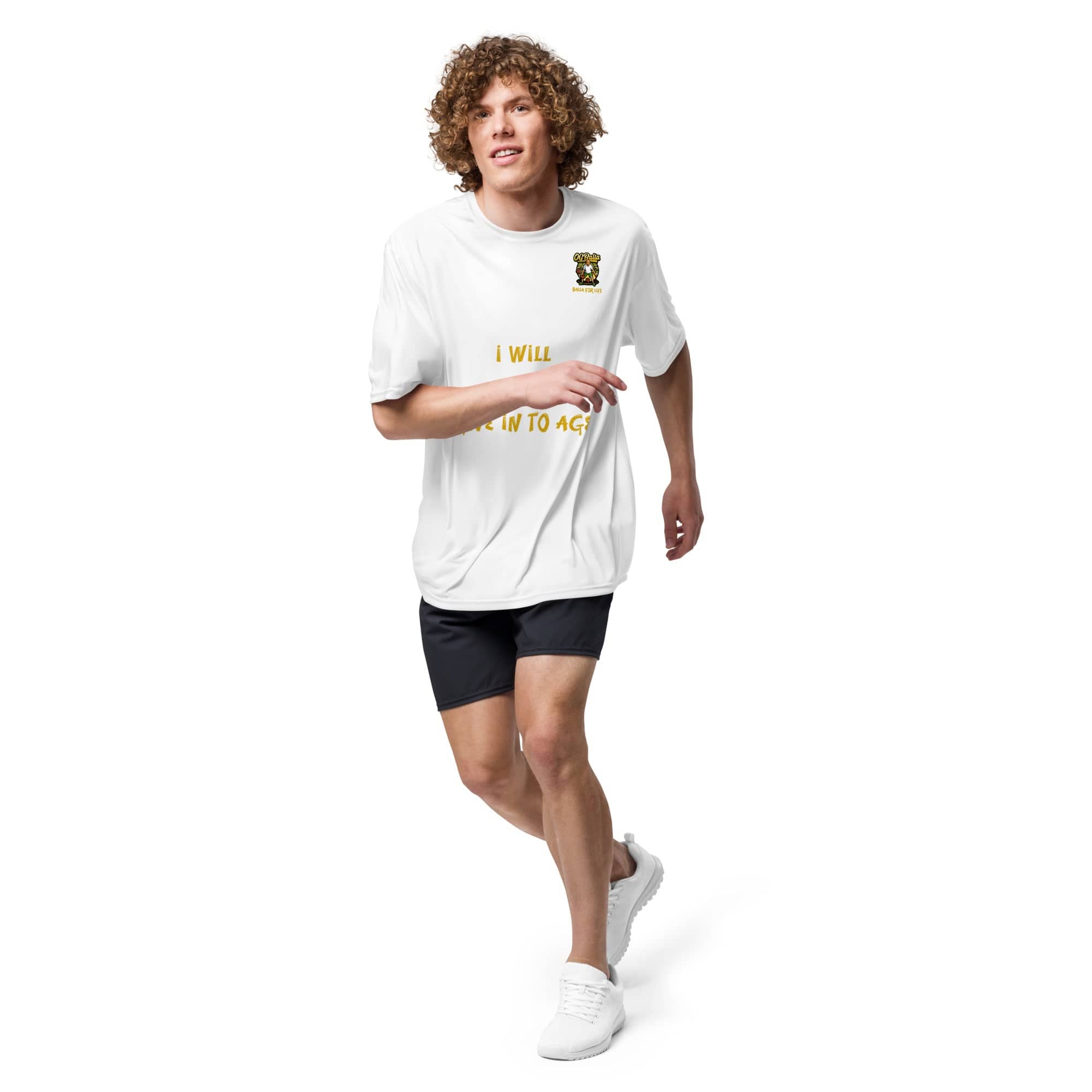 OGBALLA "I Will Never Give In To Age" Unisex performance crew neck t-shirt