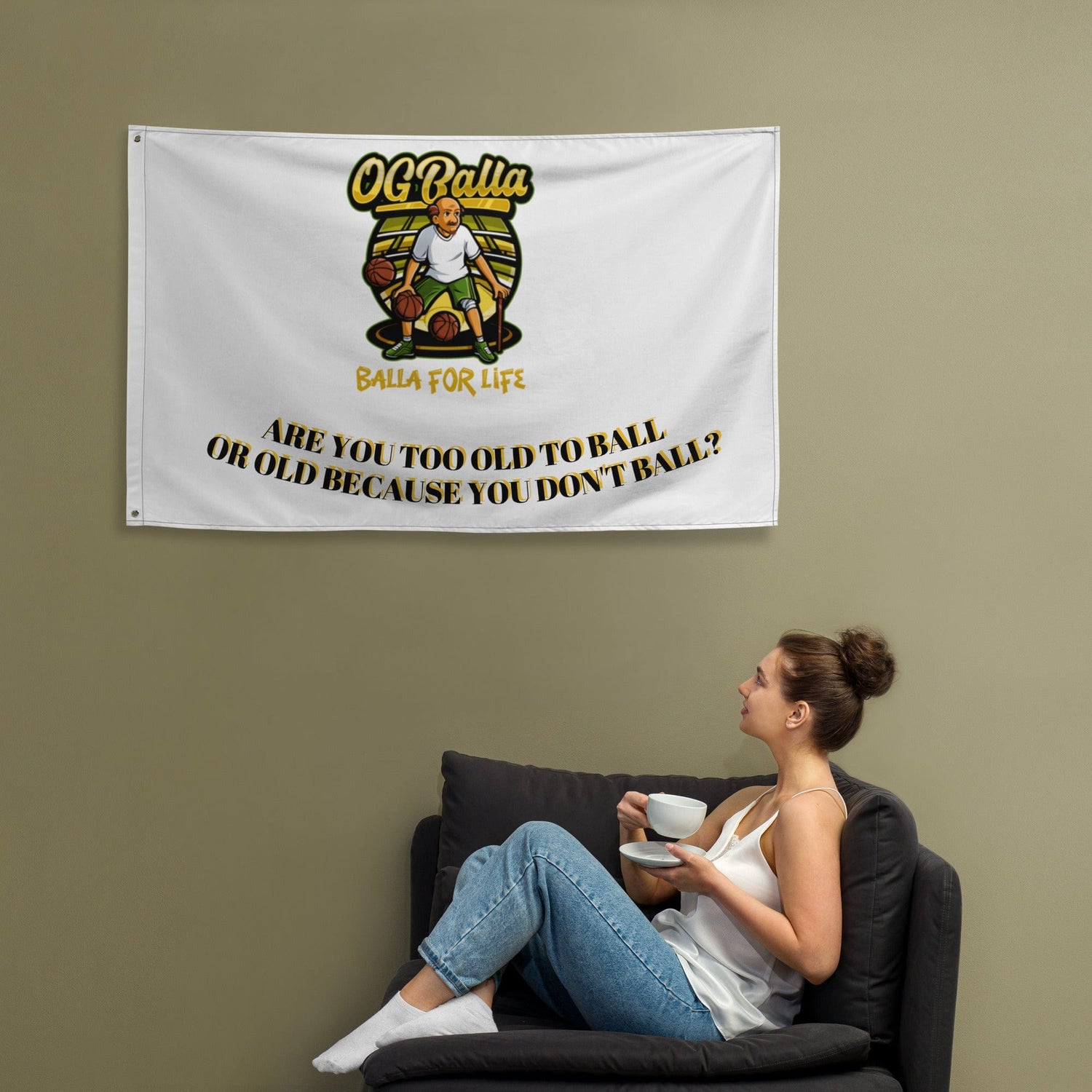 OGBALLA Basketball Quote Flag