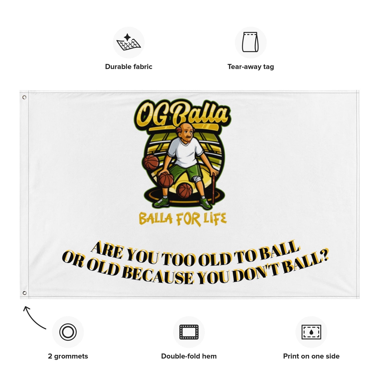 OGBALLA Basketball Quote Flag