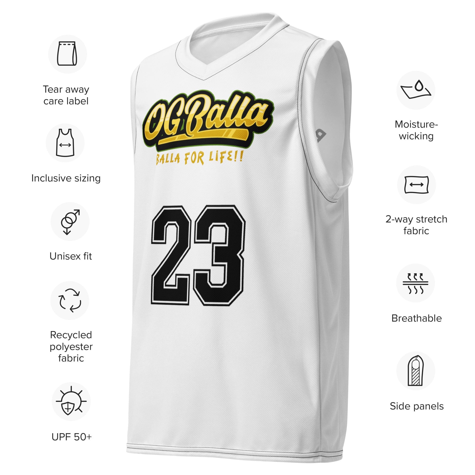 OGBALLA Number 23 Recycled unisex basketball jersey - OGBALLA.com