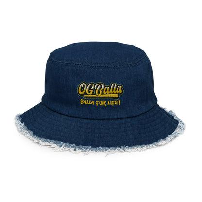 OGBALLA Distressed denim bucket hat