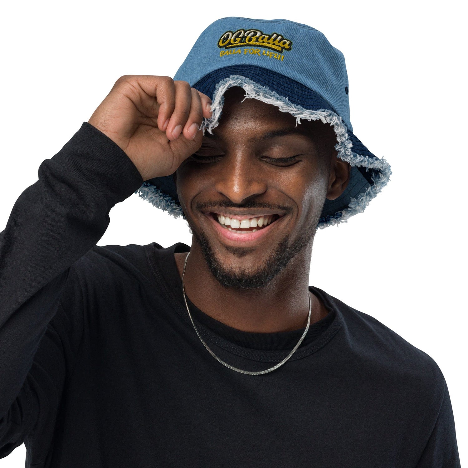 OGBALLA Distressed denim bucket hat