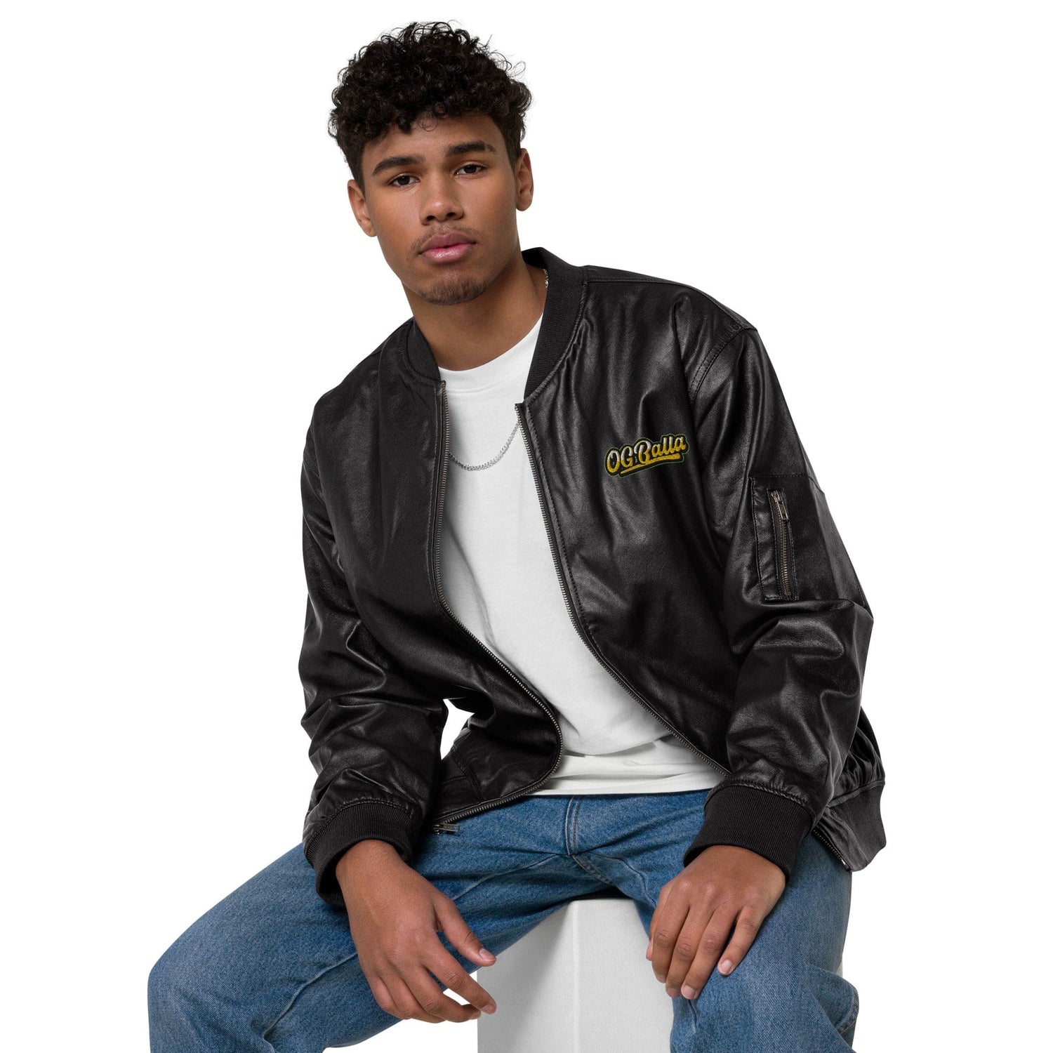 OGBALLA *NOUVEAU* Blouson aviateur en cuir