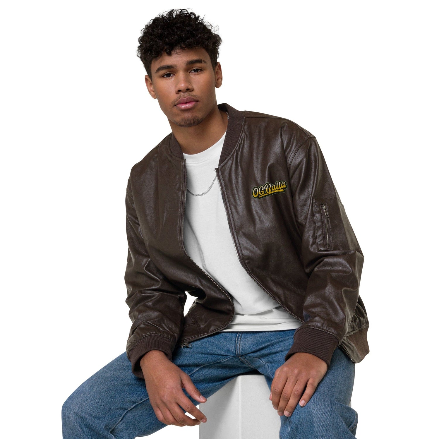 OGBALLA *NOUVEAU* Blouson aviateur en cuir