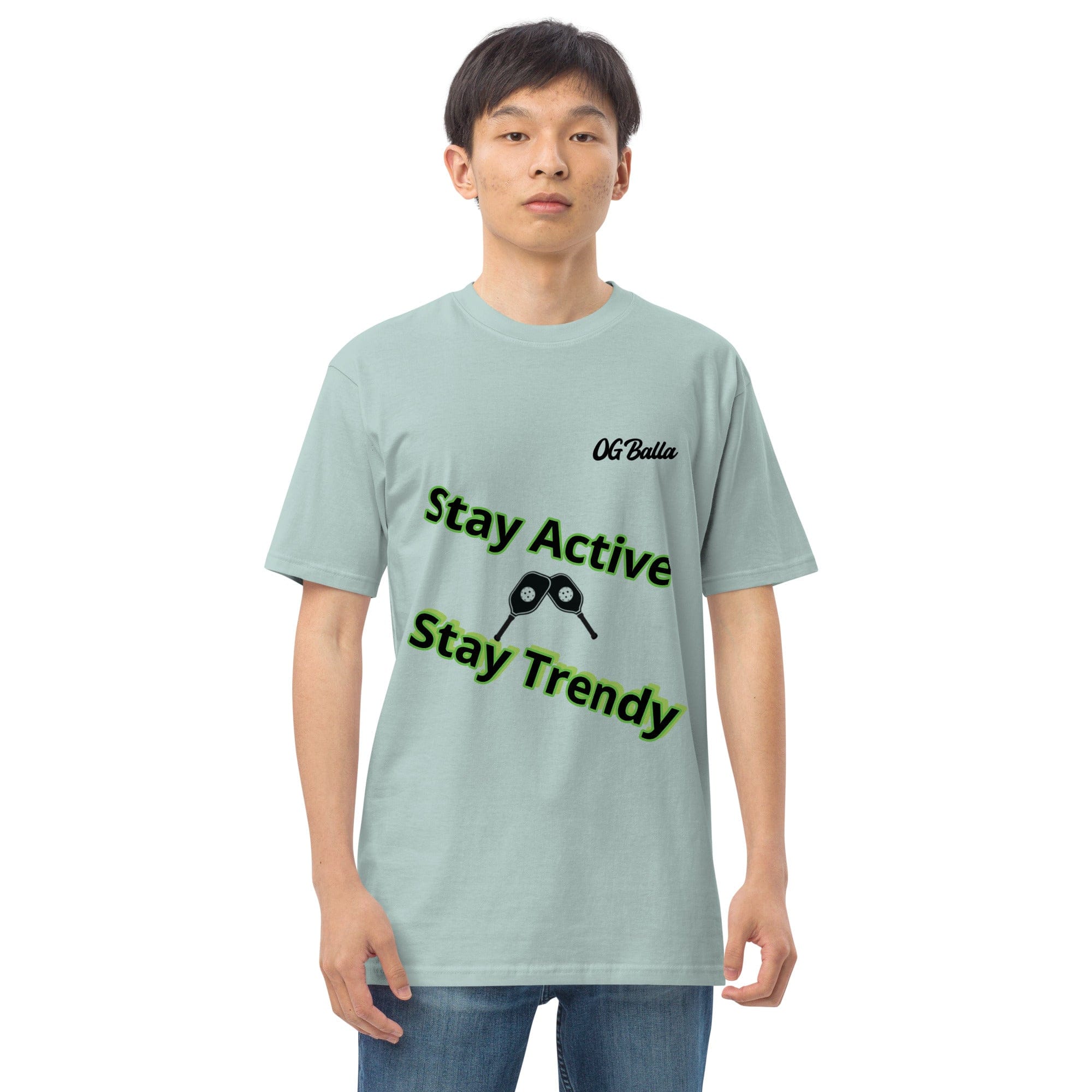 OGBALLA Stay Active Pickleball Men’s premium heavyweight tee *NEW