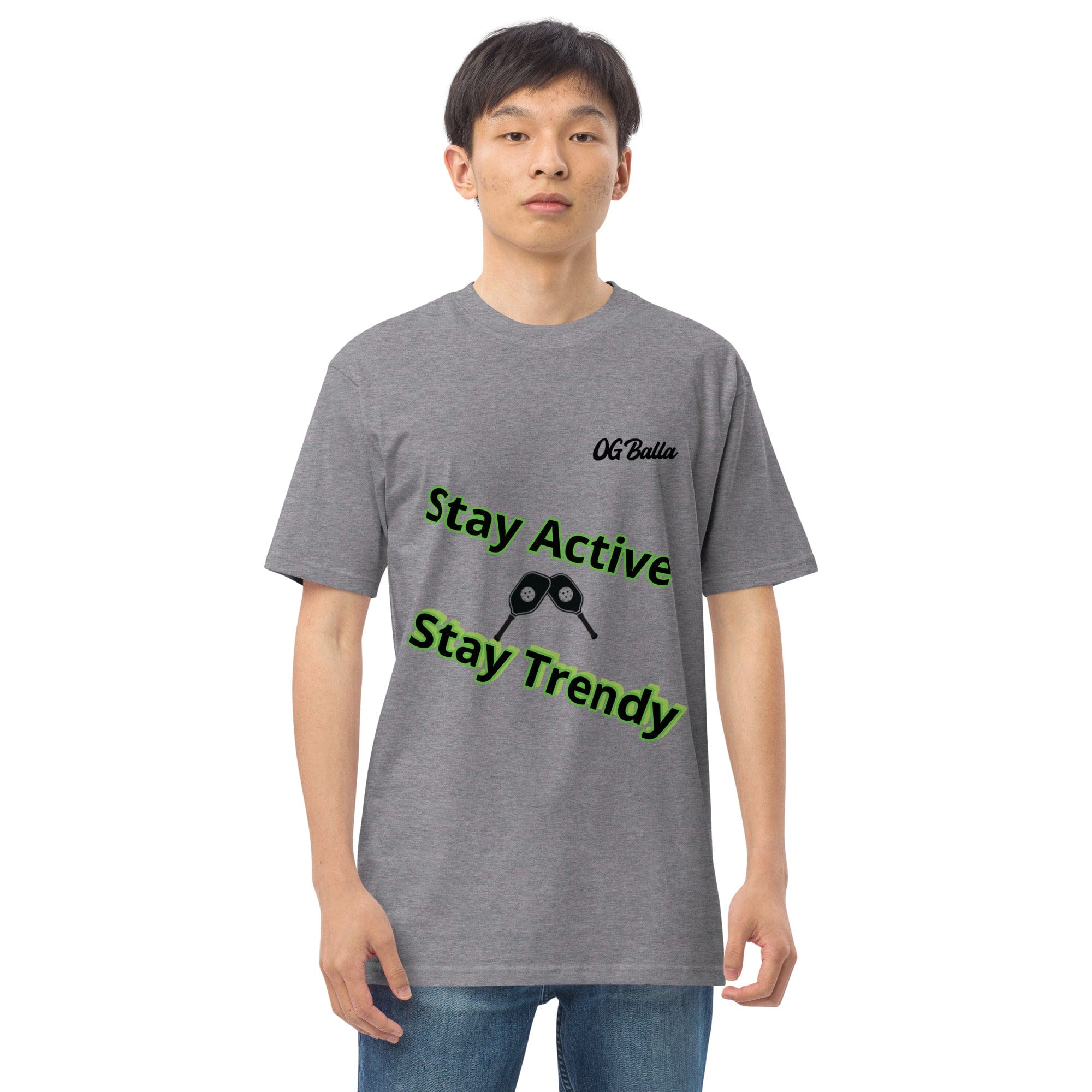 OGBALLA Stay Active Pickleball Men’s premium heavyweight tee *NEW