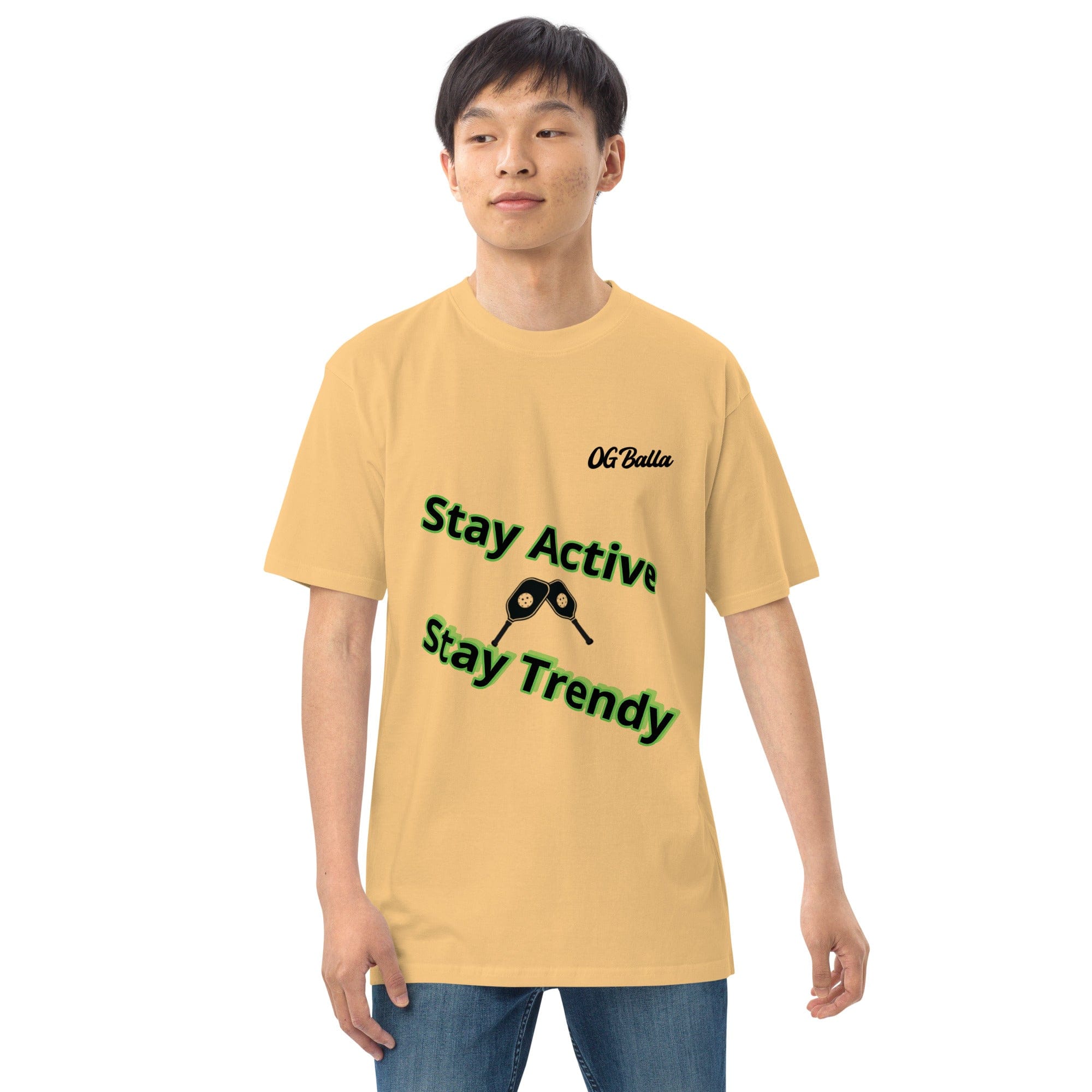 OGBALLA Stay Active Pickleball Men’s premium heavyweight tee *NEW