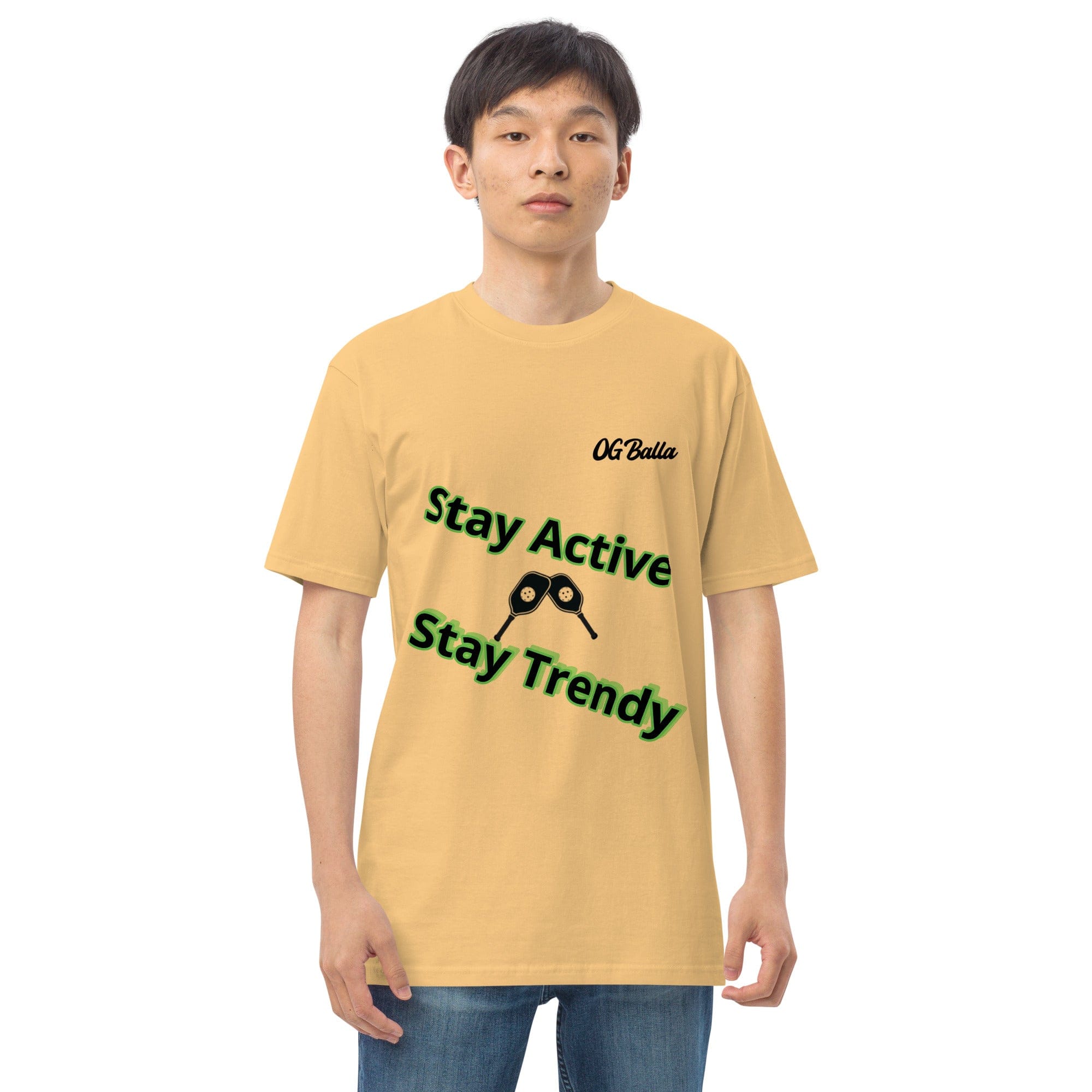 OGBALLA Stay Active Pickleball Men’s premium heavyweight tee *NEW