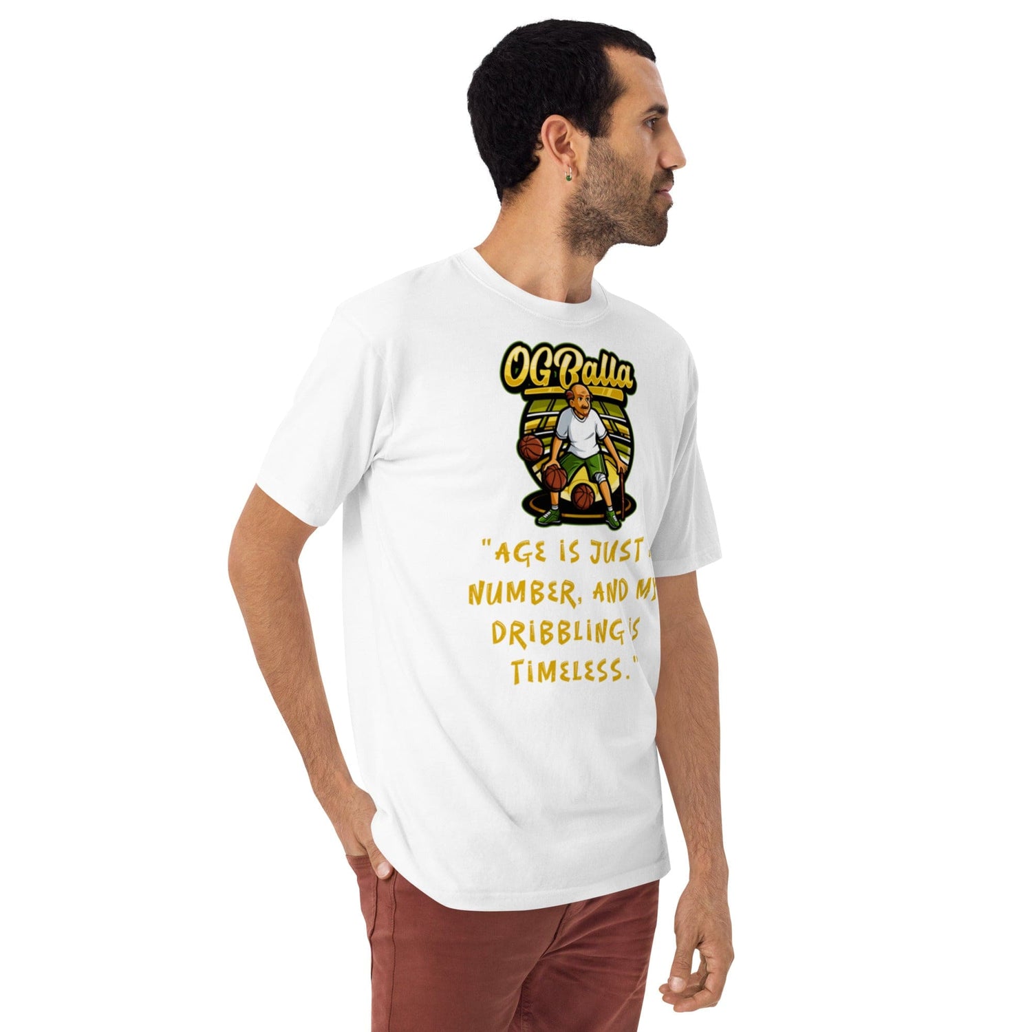 OGBALLA NOUVEAU T-shirt de basket-ball | «Plus de trucs dans ma manche» | Magicien de la CourT-shirt poids lourd premium pour homme