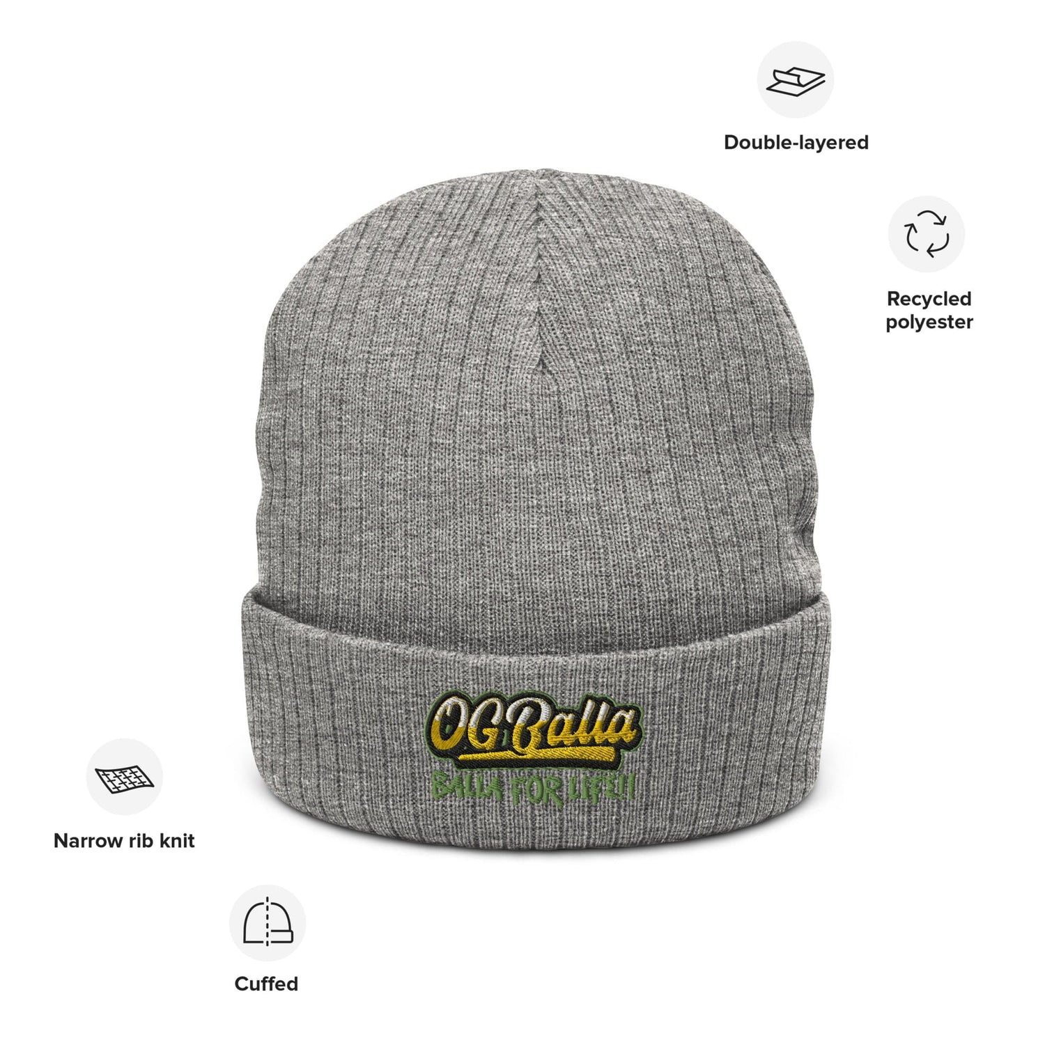 OGBALLA Balla For Life Ribbed knit beanie. *NEW - OGBALLA.com