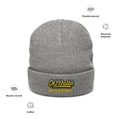 OGBALLA Balla For Life Ribbed knit beanie *NEW - OGBALLA.com