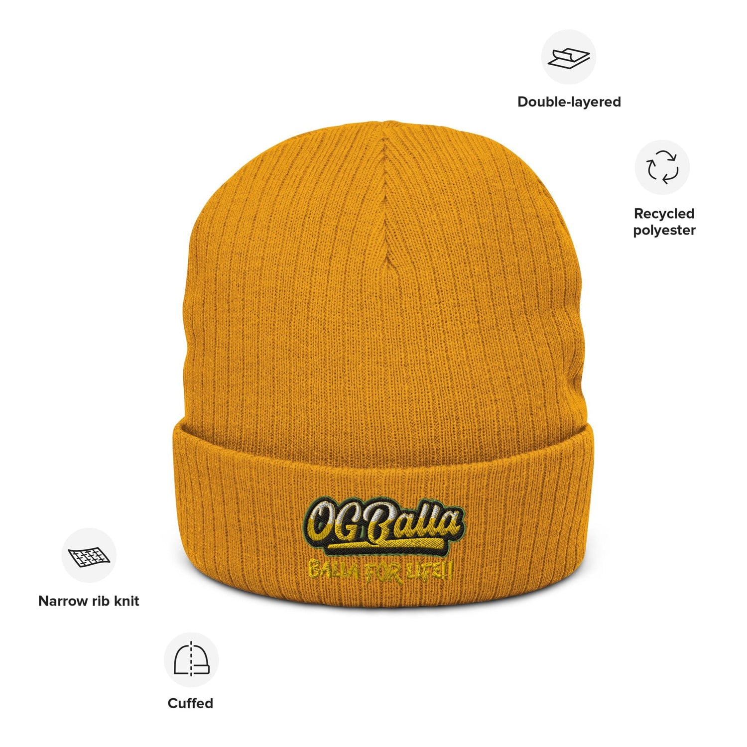 OGBALLA Balla For Life Ribbed knit beanie *NEW - OGBALLA.com