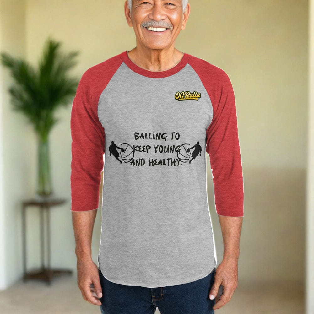 OGBALLA "Balling To Keep Young" 3/4 sleeve raglan shirt
