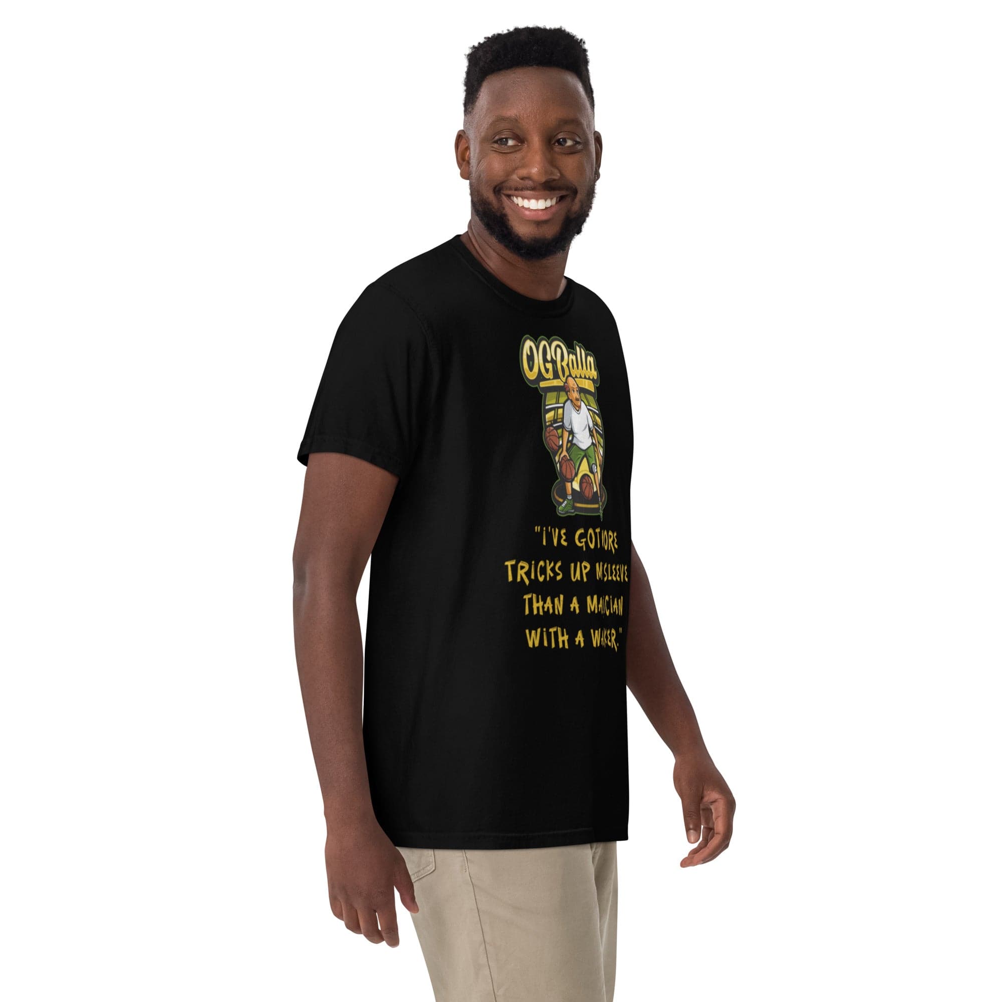 OGBALLA Citation humoristique de basket-ball T-Shirt | «Plus de trucs dans ma manche» | Magicien de la Cour T-shirt lourd teint en vêtement pour hommes