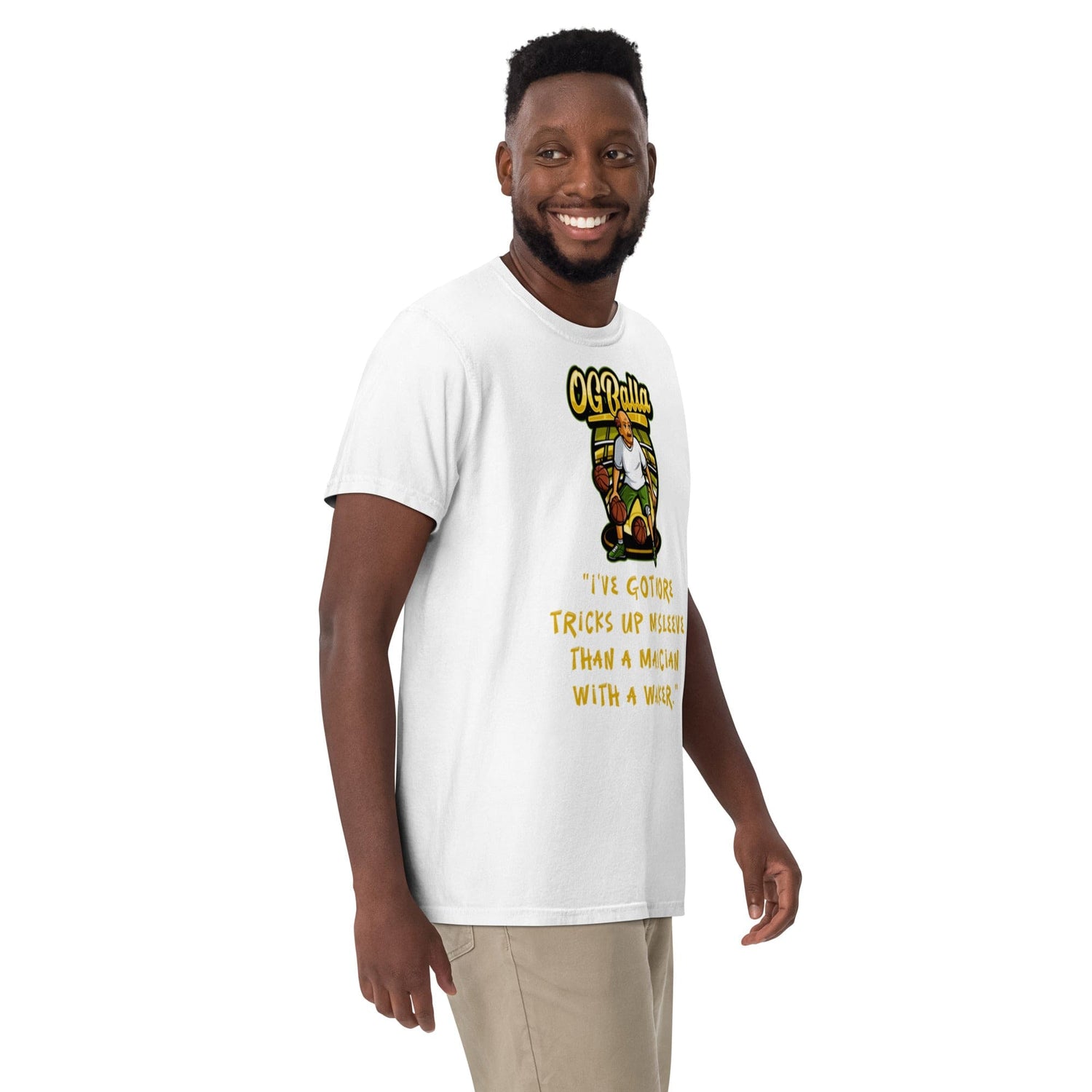 OGBALLA Citation humoristique de basket-ball T-Shirt | «Plus de trucs dans ma manche» | Magicien de la Cour T-shirt lourd teint en vêtement pour hommes