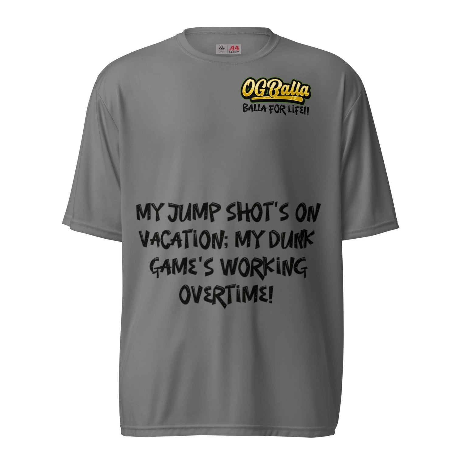 OGBALLA Dunk Overtime: The Humorous Basketball Statement performance crew neck t-shirt - OGBALLA.com