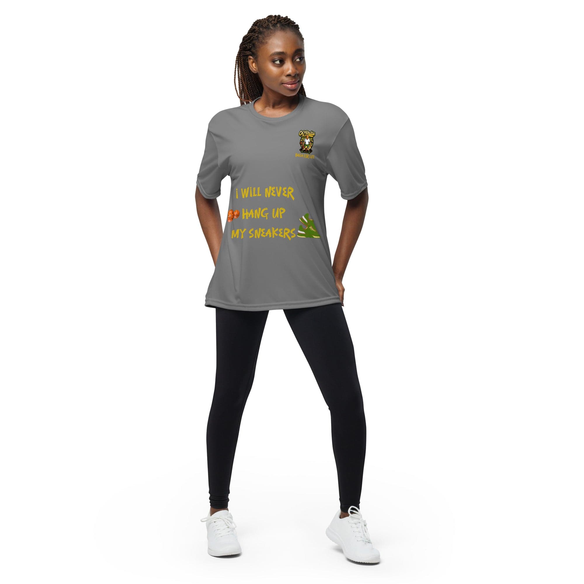 OGBALLA I Will Never Hang Up My Sneakers Unisex performance crew neck t-shirt