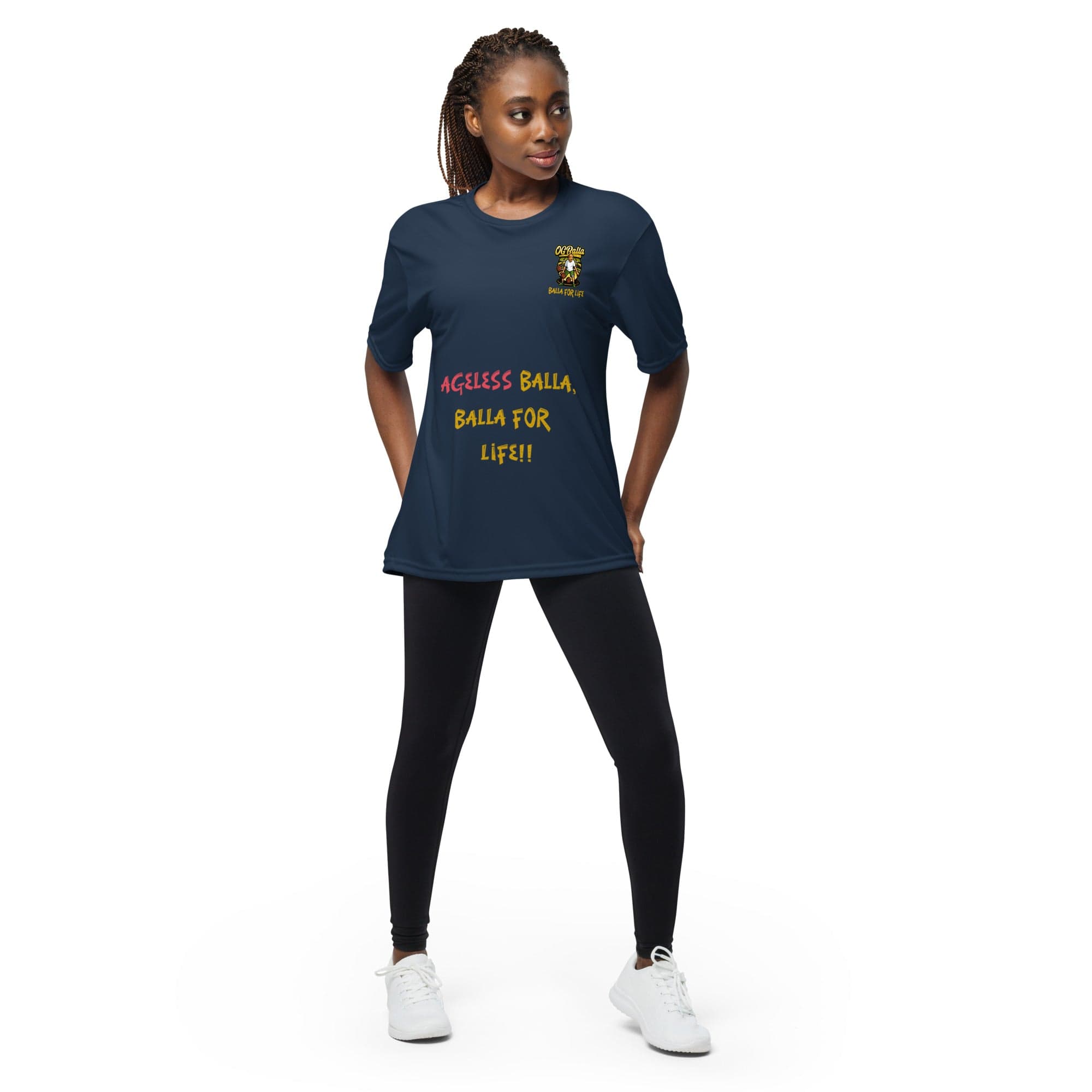 OGBALLA &quot;Ageless Baller&quot; Unisex performance crew neck t-shirt