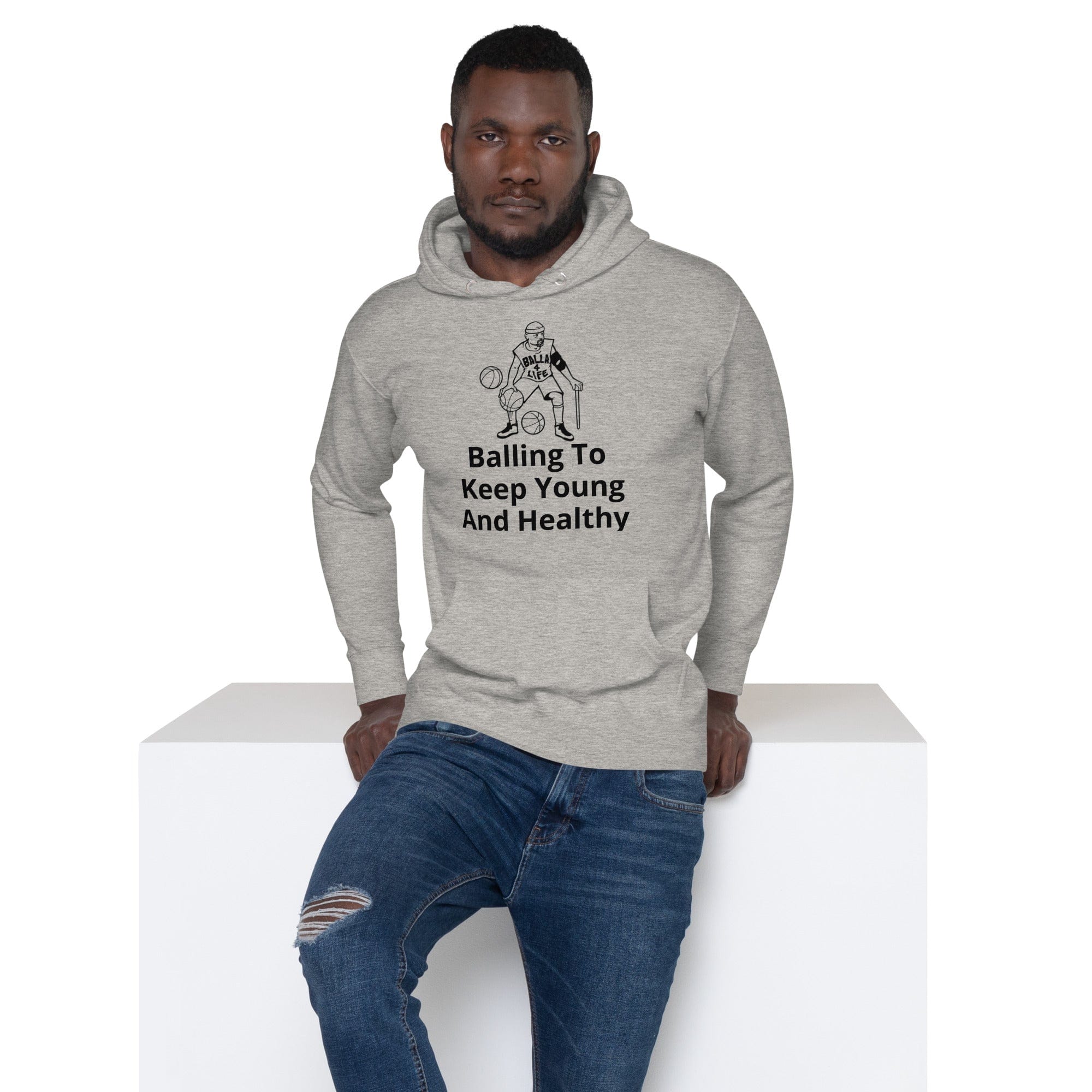 OGBALLA « Balling To Keep Young and Healthy » Citation humoristique de basket-ball Sweat à capuche unisexe