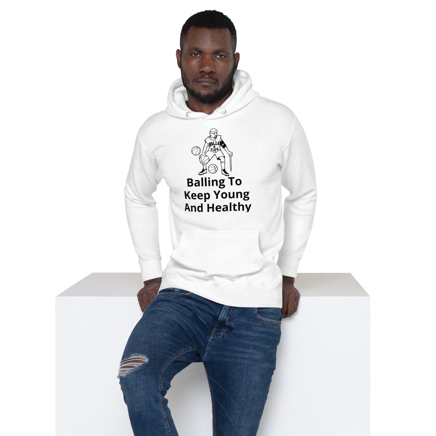 OGBALLA « Balling To Keep Young and Healthy » Citation humoristique de basket-ball Sweat à capuche unisexe