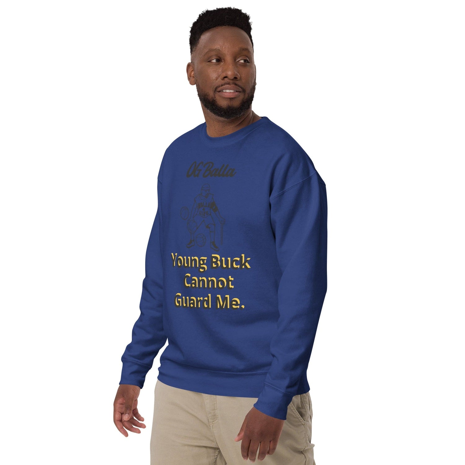 OGBALLA Young Buck Cannot Guard Me Citation humoristique de basket-ball unisexe Premium Sweatshirt