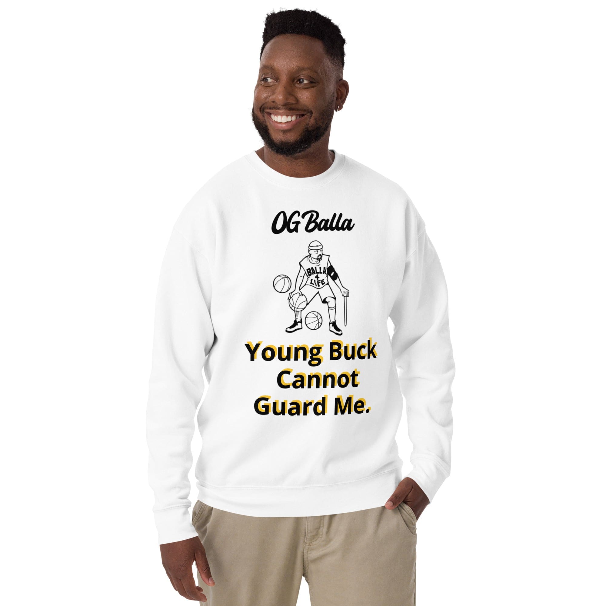 OGBALLA Young Buck Cannot Guard Me Citation humoristique de basket-ball unisexe Premium Sweatshirt