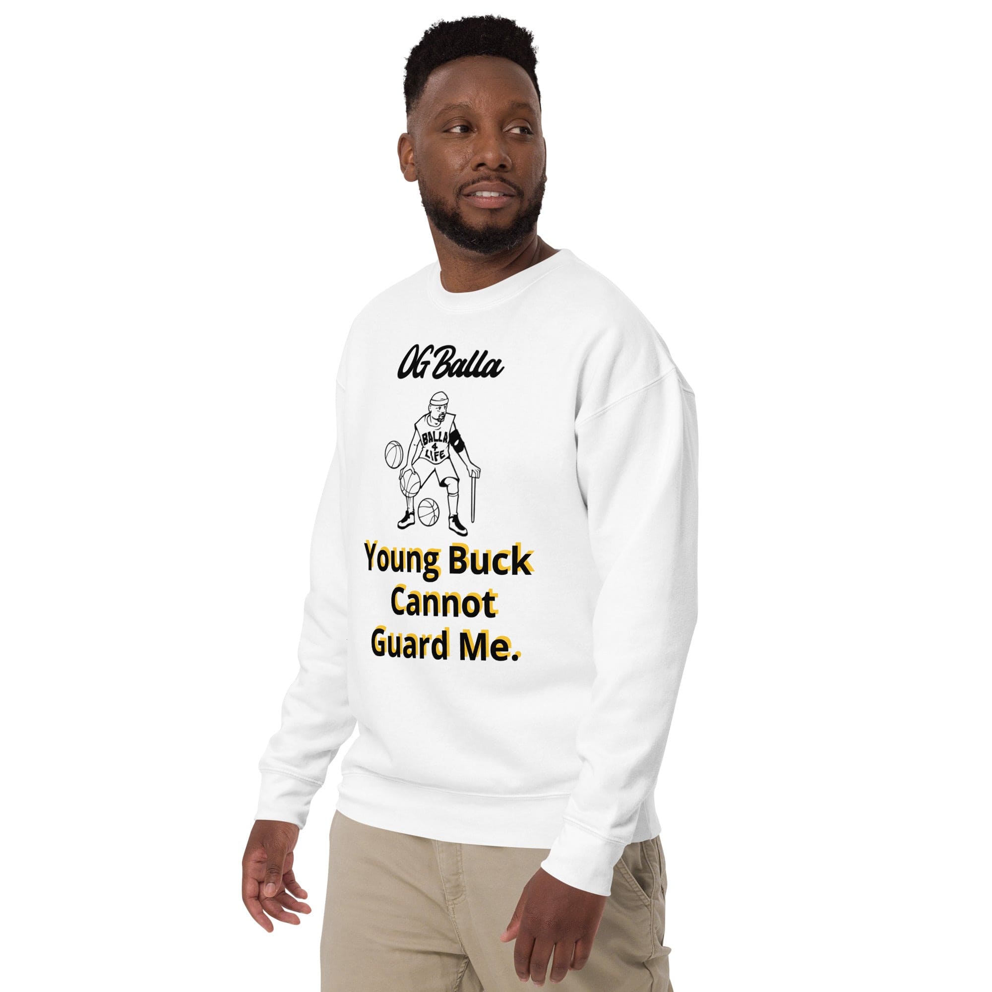 OGBALLA Young Buck Cannot Guard Me Citation humoristique de basket-ball unisexe Premium Sweatshirt