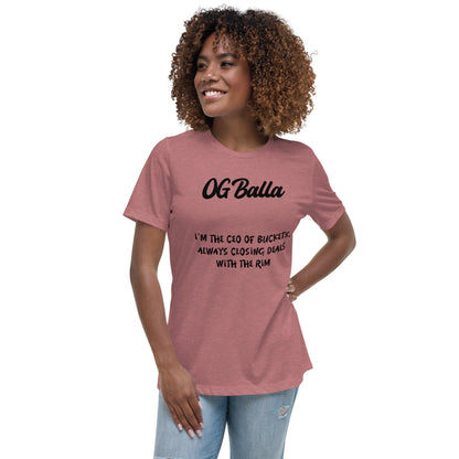 OGBALLA *NOUVEAU* Offres de clôture avec Swag : Citation humoristique de basket-ball du « PDG de Buckets » T-shirt décontracté pour femmes - Possédez le terrain !