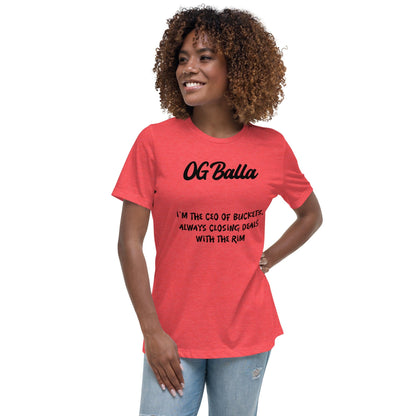 OGBALLA *NOUVEAU* Offres de clôture avec Swag : Citation humoristique de basket-ball du « PDG de Buckets » T-shirt décontracté pour femmes - Possédez le terrain !