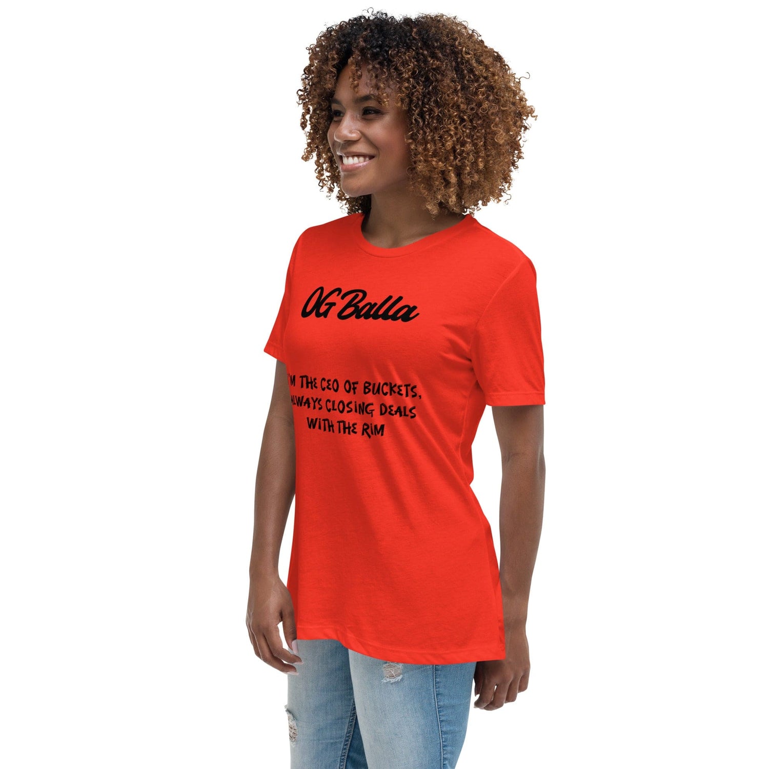 OGBALLA *NOUVEAU* Offres de clôture avec Swag : Citation humoristique de basket-ball du « PDG de Buckets » T-shirt décontracté pour femmes - Possédez le terrain !