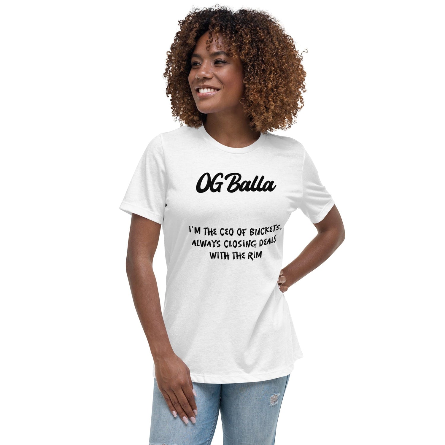 OGBALLA *NOUVEAU* Offres de clôture avec Swag : Citation humoristique de basket-ball du « PDG de Buckets » T-shirt décontracté pour femmes - Possédez le terrain !