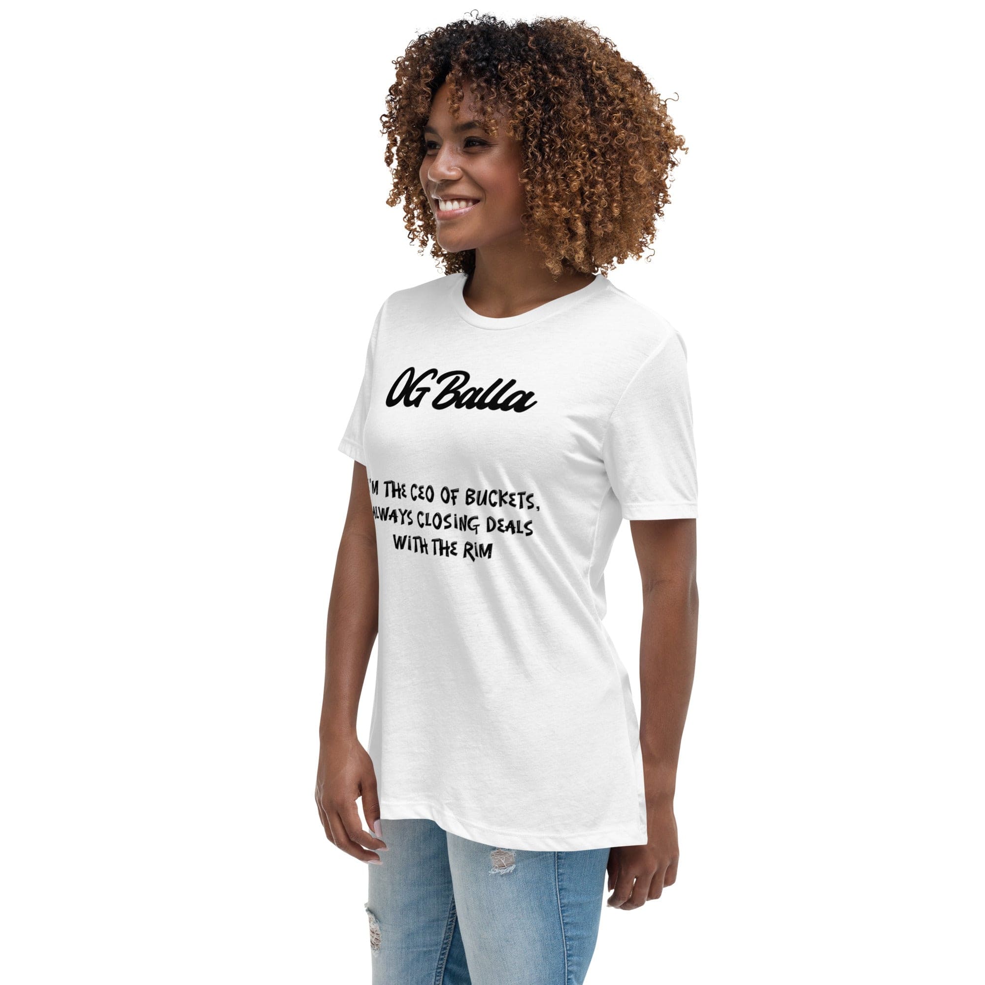 OGBALLA *NOUVEAU* Offres de clôture avec Swag : Citation humoristique de basket-ball du « PDG de Buckets » T-shirt décontracté pour femmes - Possédez le terrain !